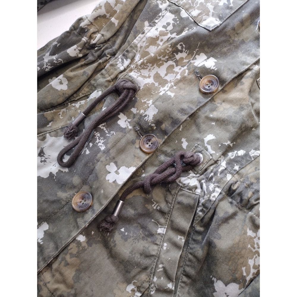 Aeropostale Womens Green Floral Camo Utility Jacket Button Up Drawstring Small - Picture 3 of 6